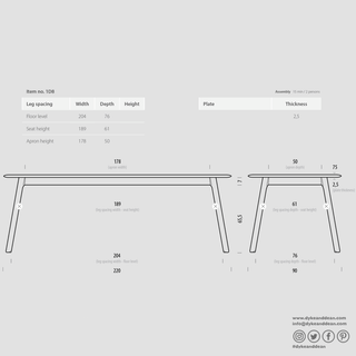 GAZZDA STAFA TABLE NATURAL OAK 220 x 90 - DYKE & DEAN