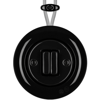PORCELAIN KATY PATY COLONA ROUND SURFACE MOUNTED DOUBLE SLIM BUTTON SWITCH BLACK - DYKE & DEAN