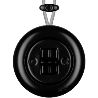 PORCELAIN KATY PATY COLONA ROUND SURFACE MOUNTED DOUBLE TOGGLE BUTTON SWITCH MATTE BLACK - DYKE & DEAN