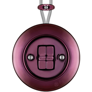 PORCELAIN KATY PATY COLONA ROUND SURFACE MOUNTED DOUBLE TOGGLE BUTTON SWITCH PURPLE - DYKE & DEAN