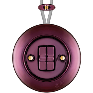 PORCELAIN KATY PATY COLONA ROUND SURFACE MOUNTED DOUBLE TOGGLE BUTTON SWITCH PURPLE - DYKE & DEAN