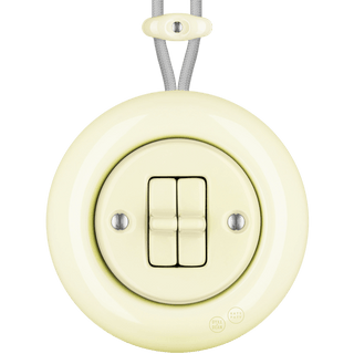 PORCELAIN KATY PATY COLONA ROUND SURFACE MOUNTED DOUBLE TOGGLE BUTTON SWITCH VANILLA - DYKE & DEAN