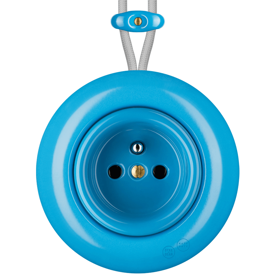 PORCELAIN KATY PATY COLONA ROUND SURFACE MOUNTED EURO SOCKET AZURE - DYKE & DEAN