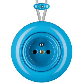 PORCELAIN KATY PATY COLONA ROUND SURFACE MOUNTED EURO SOCKET AZURE - DYKE & DEAN