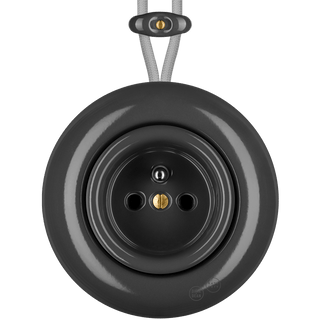 PORCELAIN KATY PATY COLONA ROUND SURFACE MOUNTED EURO SOCKET DARK GREY - DYKE & DEAN