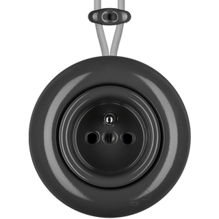 PORCELAIN KATY PATY COLONA ROUND SURFACE MOUNTED EURO SOCKET DARK GREY - DYKE & DEAN