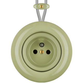 PORCELAIN KATY PATY COLONA ROUND SURFACE MOUNTED EURO SOCKET MOSS GREEN - DYKE & DEAN