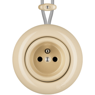 PORCELAIN KATY PATY COLONA ROUND SURFACE MOUNTED EURO SOCKET SAND - DYKE & DEAN