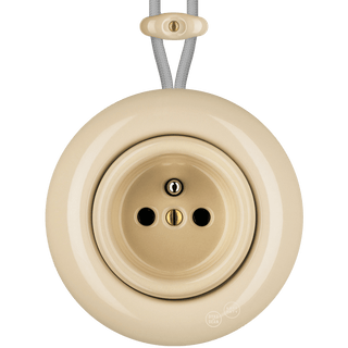 PORCELAIN KATY PATY COLONA ROUND SURFACE MOUNTED EURO SOCKET SAND - DYKE & DEAN