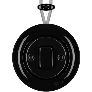 PORCELAIN KATY PATY COLONA ROUND SURFACE MOUNTED FAT BUTTON SWITCH BLACK - DYKE & DEAN