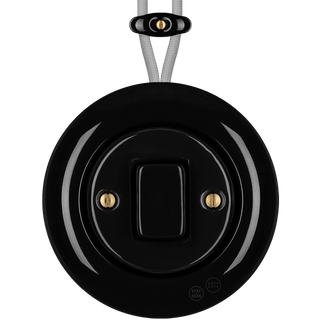 PORCELAIN KATY PATY COLONA ROUND SURFACE MOUNTED FAT BUTTON SWITCH BLACK - DYKE & DEAN