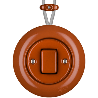 PORCELAIN KATY PATY COLONA ROUND SURFACE MOUNTED FAT BUTTON SWITCH BRICK RED - DYKE & DEAN