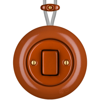 PORCELAIN KATY PATY COLONA ROUND SURFACE MOUNTED FAT BUTTON SWITCH BRICK RED - DYKE & DEAN