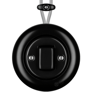 PORCELAIN KATY PATY COLONA ROUND SURFACE MOUNTED FAT BUTTON SWITCH MATTE BLACK - DYKE & DEAN