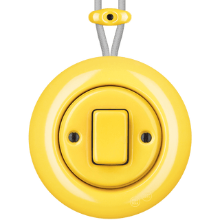 PORCELAIN KATY PATY COLONA ROUND SURFACE MOUNTED FAT BUTTON SWITCH YELLOW - DYKE & DEAN