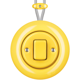 PORCELAIN KATY PATY COLONA ROUND SURFACE MOUNTED FAT BUTTON SWITCH YELLOW - DYKE & DEAN