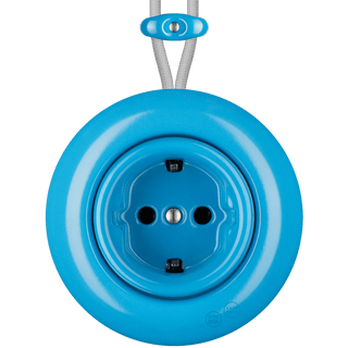 PORCELAIN KATY PATY COLONA ROUND SURFACE MOUNTED SCHUKO SOCKET AZURE - DYKE & DEAN