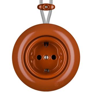 PORCELAIN KATY PATY COLONA ROUND SURFACE MOUNTED SCHUKO SOCKET BRICK RED - DYKE & DEAN