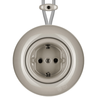 PORCELAIN KATY PATY COLONA ROUND SURFACE MOUNTED SCHUKO SOCKET CAPPUCCINO - DYKE & DEAN