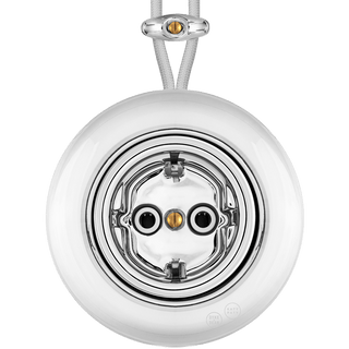 PORCELAIN KATY PATY COLONA ROUND SURFACE MOUNTED SCHUKO SOCKET CHROME - DYKE & DEAN