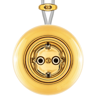 PORCELAIN KATY PATY COLONA ROUND SURFACE MOUNTED SCHUKO SOCKET GOLD - DYKE & DEAN