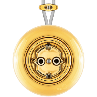 PORCELAIN KATY PATY COLONA ROUND SURFACE MOUNTED SCHUKO SOCKET GOLD - DYKE & DEAN
