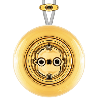 PORCELAIN KATY PATY COLONA ROUND SURFACE MOUNTED SCHUKO SOCKET GOLD - DYKE & DEAN