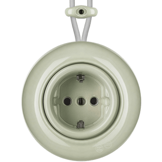 PORCELAIN KATY PATY COLONA ROUND SURFACE MOUNTED SCHUKO SOCKET GREY GREEN - DYKE & DEAN