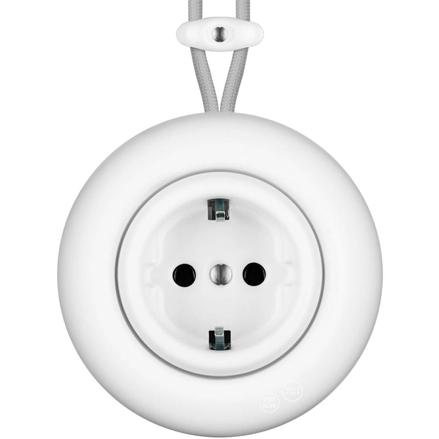 PORCELAIN KATY PATY COLONA ROUND SURFACE MOUNTED SCHUKO SOCKET MATTE WHITE - DYKE & DEAN