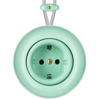 PORCELAIN KATY PATY COLONA ROUND SURFACE MOUNTED SCHUKO SOCKET MINT GREEN - DYKE & DEAN