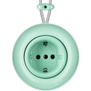PORCELAIN KATY PATY COLONA ROUND SURFACE MOUNTED SCHUKO SOCKET MINT GREEN - DYKE & DEAN