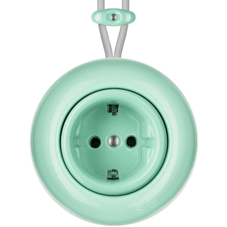 PORCELAIN KATY PATY COLONA ROUND SURFACE MOUNTED SCHUKO SOCKET MINT GREEN - DYKE & DEAN