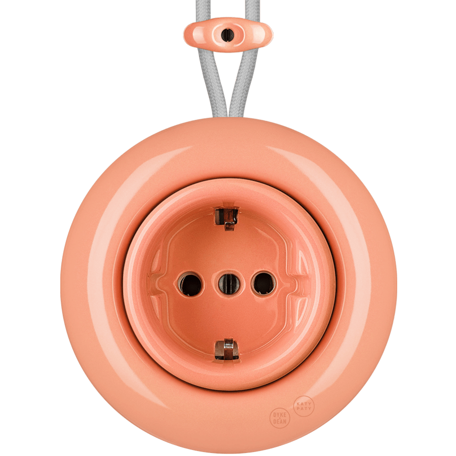 PORCELAIN KATY PATY COLONA ROUND SURFACE MOUNTED SCHUKO SOCKET SALMON PINK - DYKE & DEAN