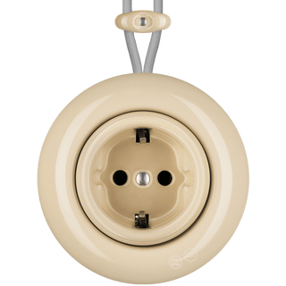 PORCELAIN KATY PATY COLONA ROUND SURFACE MOUNTED SCHUKO SOCKET SAND - DYKE & DEAN