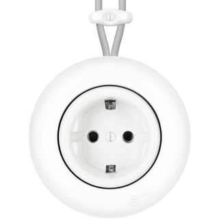 PORCELAIN KATY PATY COLONA ROUND SURFACE MOUNTED SCHUKO SOCKET WHITE - DYKE & DEAN