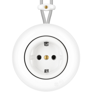 PORCELAIN KATY PATY COLONA ROUND SURFACE MOUNTED SCHUKO SOCKET WHITE - DYKE & DEAN