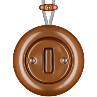 PORCELAIN KATY PATY COLONA ROUND SURFACE MOUNTED SLIM BUTTON SWITCH COPPER - DYKE & DEAN