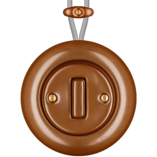 PORCELAIN KATY PATY COLONA ROUND SURFACE MOUNTED SLIM BUTTON SWITCH COPPER - DYKE & DEAN