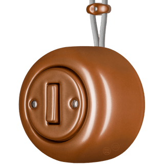 PORCELAIN KATY PATY COLONA ROUND SURFACE MOUNTED SLIM BUTTON SWITCH COPPER - DYKE & DEAN