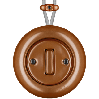 PORCELAIN KATY PATY COLONA ROUND SURFACE MOUNTED SLIM BUTTON SWITCH COPPER - DYKE & DEAN