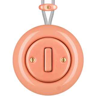 PORCELAIN KATY PATY COLONA ROUND SURFACE MOUNTED SLIM BUTTON SWITCH SALMON PINK - DYKE & DEAN