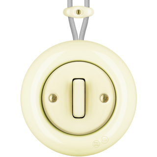 PORCELAIN KATY PATY COLONA ROUND SURFACE MOUNTED SLIM BUTTON SWITCH VANILLA - DYKE & DEAN