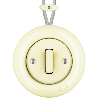 PORCELAIN KATY PATY COLONA ROUND SURFACE MOUNTED SLIM BUTTON SWITCH VANILLA - DYKE & DEAN