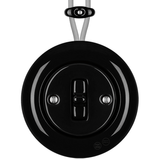 PORCELAIN KATY PATY COLONA ROUND SURFACE MOUNTED TOGGLE BUTTON SWITCH BLACK - DYKE & DEAN