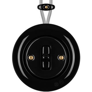 PORCELAIN KATY PATY COLONA ROUND SURFACE MOUNTED TOGGLE BUTTON SWITCH BLACK - DYKE & DEAN