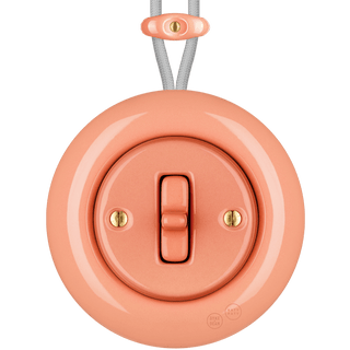 PORCELAIN KATY PATY COLONA ROUND SURFACE MOUNTED TOGGLE BUTTON SWITCH SALMON PINK - DYKE & DEAN