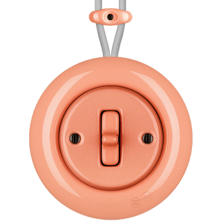 PORCELAIN KATY PATY COLONA ROUND SURFACE MOUNTED TOGGLE BUTTON SWITCH SALMON PINK - DYKE & DEAN