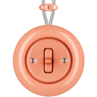 PORCELAIN KATY PATY COLONA ROUND SURFACE MOUNTED TOGGLE BUTTON SWITCH SALMON PINK - DYKE & DEAN