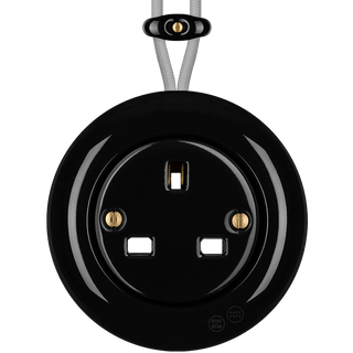 PORCELAIN KATY PATY COLONA ROUND SURFACE MOUNTED UK SOCKET BLACK - DYKE & DEAN
