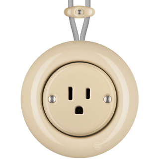 PORCELAIN KATY PATY COLONA ROUND SURFACE MOUNTED USA 15AMP SOCKET SAND - DYKE & DEAN